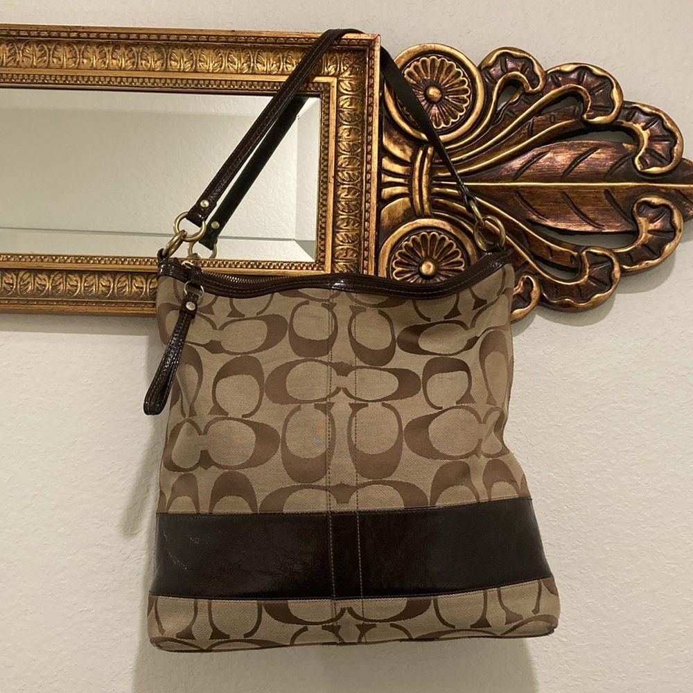 Coach Brown and Tan Tote Bag
